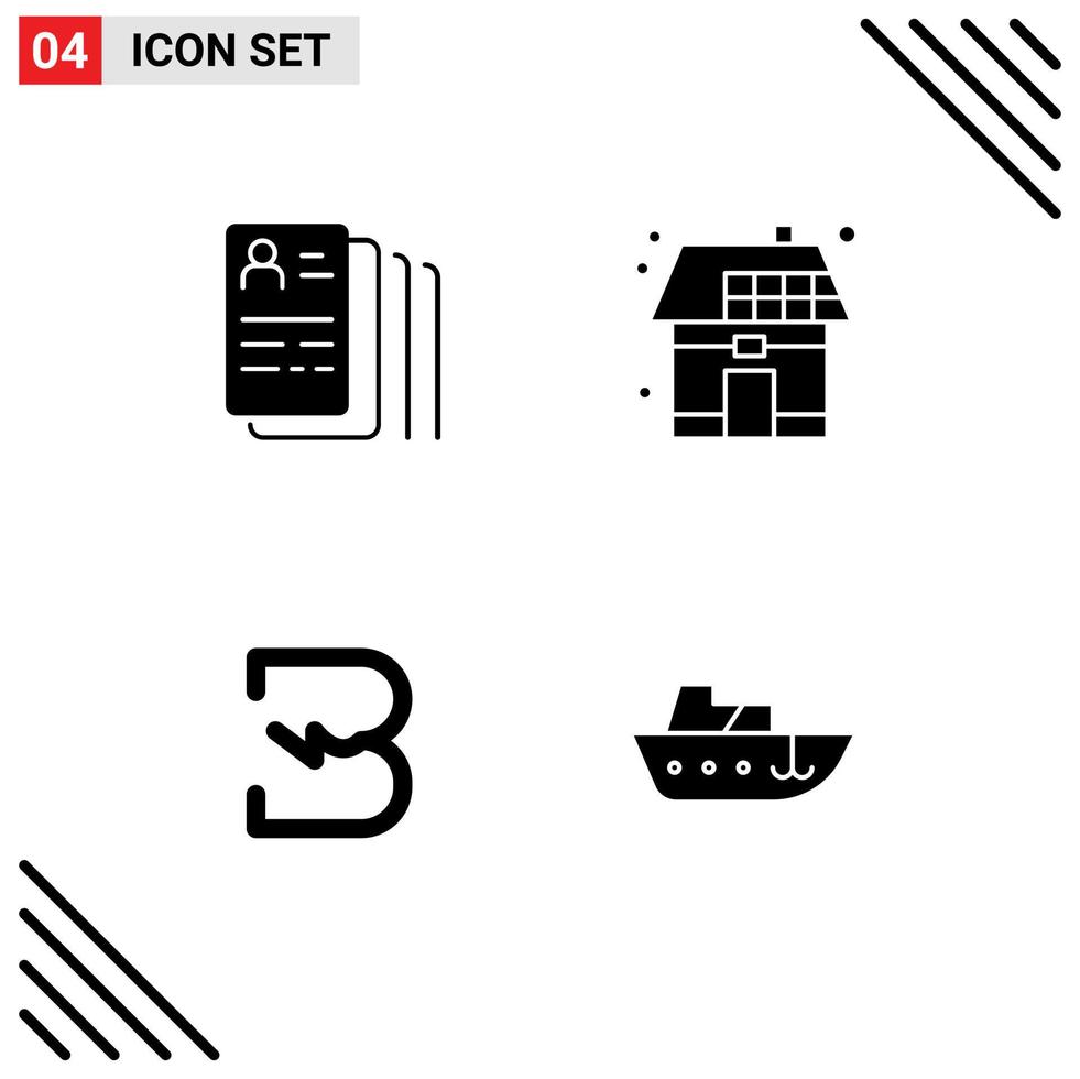 Solid Glyph Pack of 4 Universal Symbols of document burst search house crypto Editable Vector Design Elements