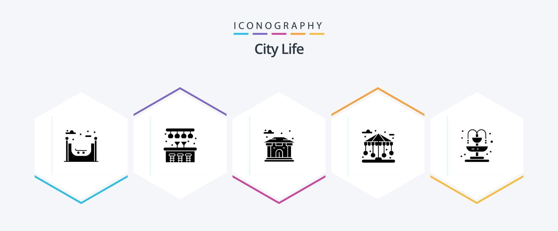 City Life 25 Glyph icon pack including . fountain. bank. life. life vector