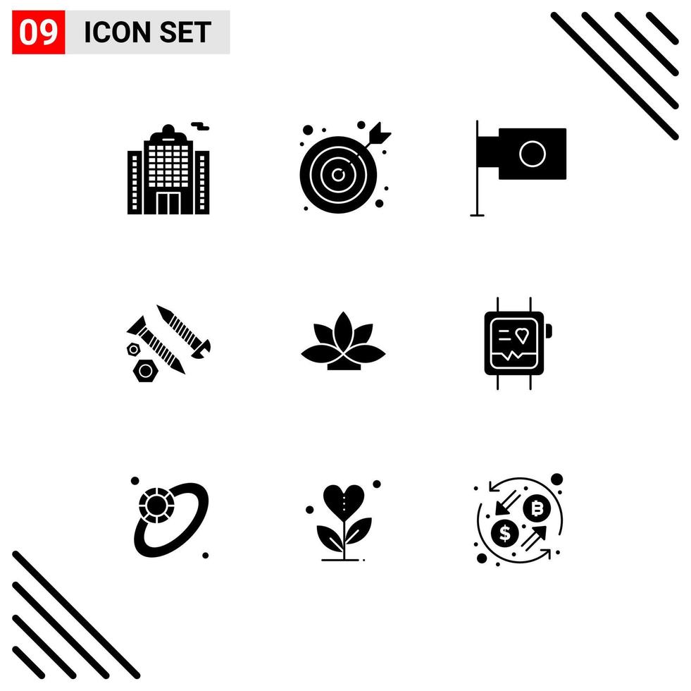 9 Creative Icons Modern Signs and Symbols of plant india flag flower tool Editable Vector Design Elements