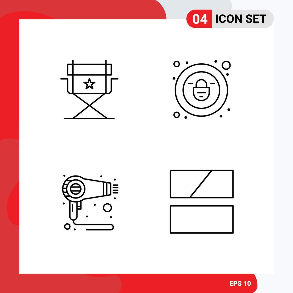 4 Line concept for Websites Mobile and Apps chair machine lock dryer frame Editable Vector Design Elements