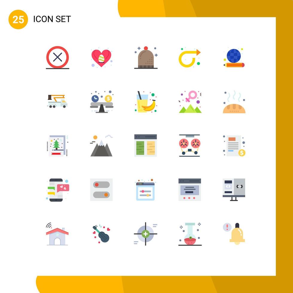 Flat Color Pack of 25 Universal Symbols of right forward love arrow holiday Editable Vector Design Elements