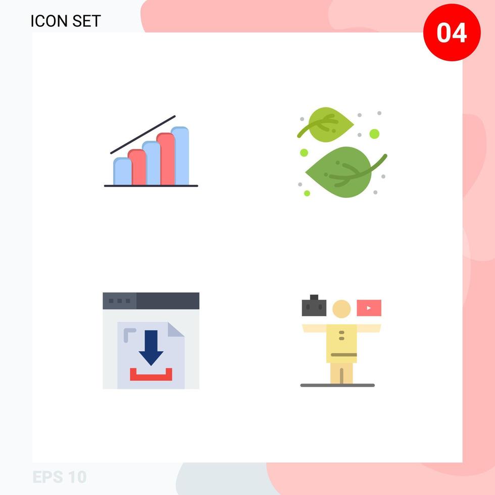 Editable Vector Line Pack of 4 Simple Flat Icons of chart arrows analysis linden internet Editable Vector Design Elements