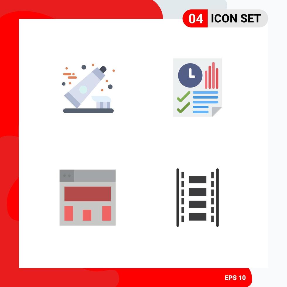 paquete de 4 iconos planos creativos de diseño gráfico de dentífrico animación de página limpia elementos de diseño vectorial editables vector