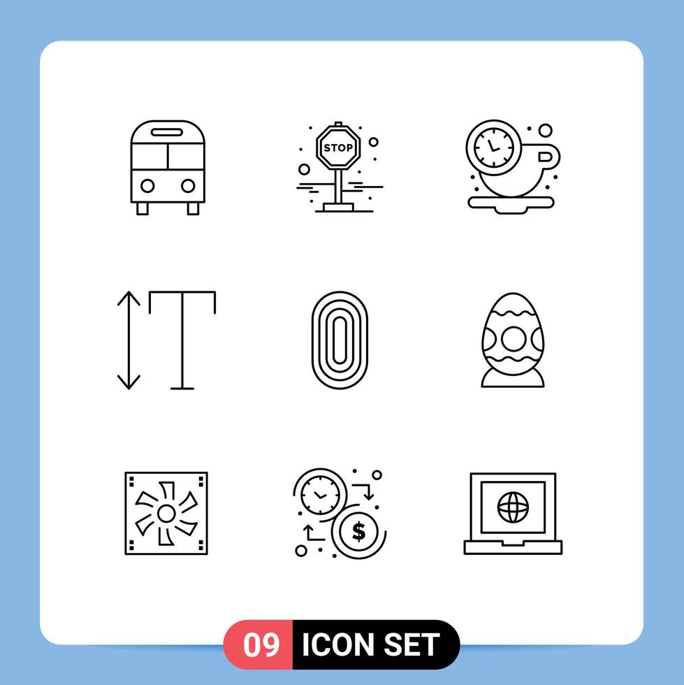 Set of 9 Vector Outlines on Grid for ornament adornment break vertical font Editable Vector Design Elements