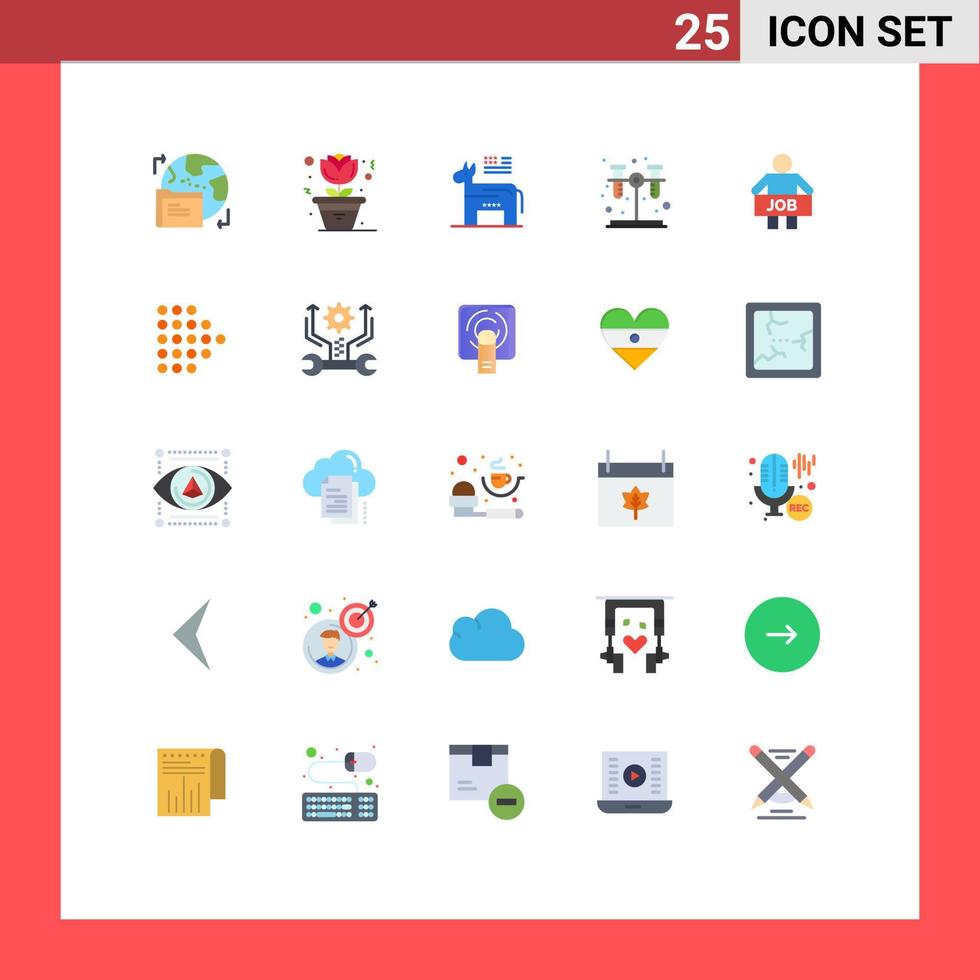 25 User Interface Flat Color Pack of modern Signs and Symbols of people man american jobless test Editable Vector Design Elements