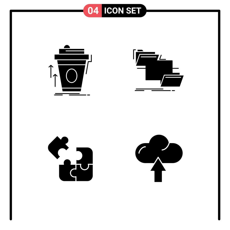 Set of 4 Modern UI Icons Symbols Signs for product copy cup file game Editable Vector Design Elements