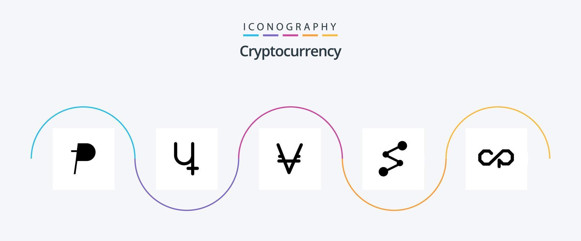 Cryptocurrency Glyph 5 Icon Pack Including coin . crypto . crypto currency. coin vector