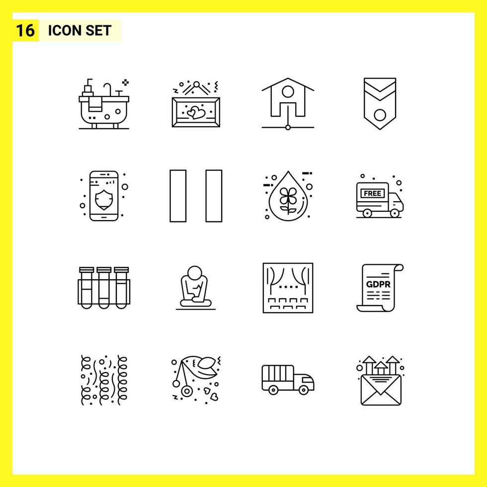 Set of 16 Commercial Outlines pack for privacy stripes network rank military Editable Vector Design Elements