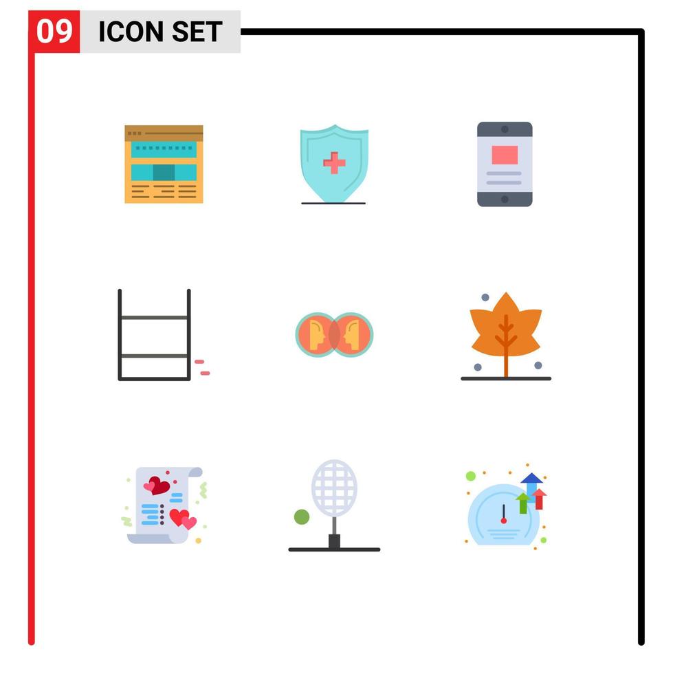 Pictogram Set of 9 Simple Flat Colors of ring game sign business text Editable Vector Design Elements