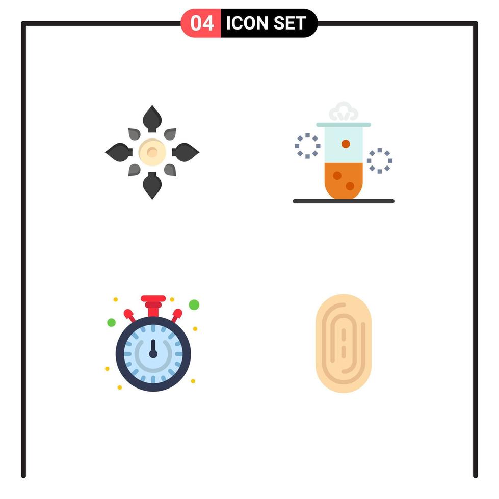 User Interface Pack of 4 Basic Flat Icons of celebrate science diwali nuclear radiation stopwatch Editable Vector Design Elements