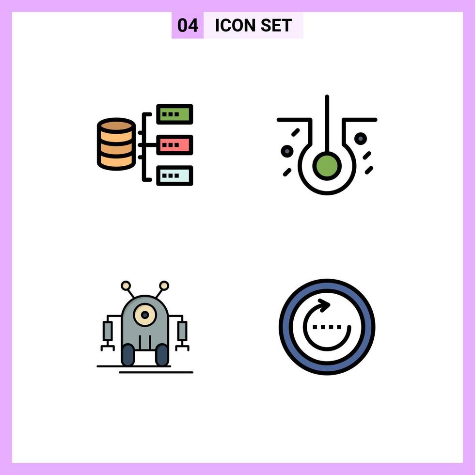 Stock Vector Icon Pack of 4 Line Signs and Symbols for data robot storage sick hair browser Editable Vector Design Elements
