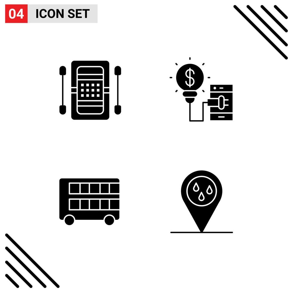 User Interface Pack of 4 Basic Solid Glyphs of activities bus game idea double Editable Vector Design Elements