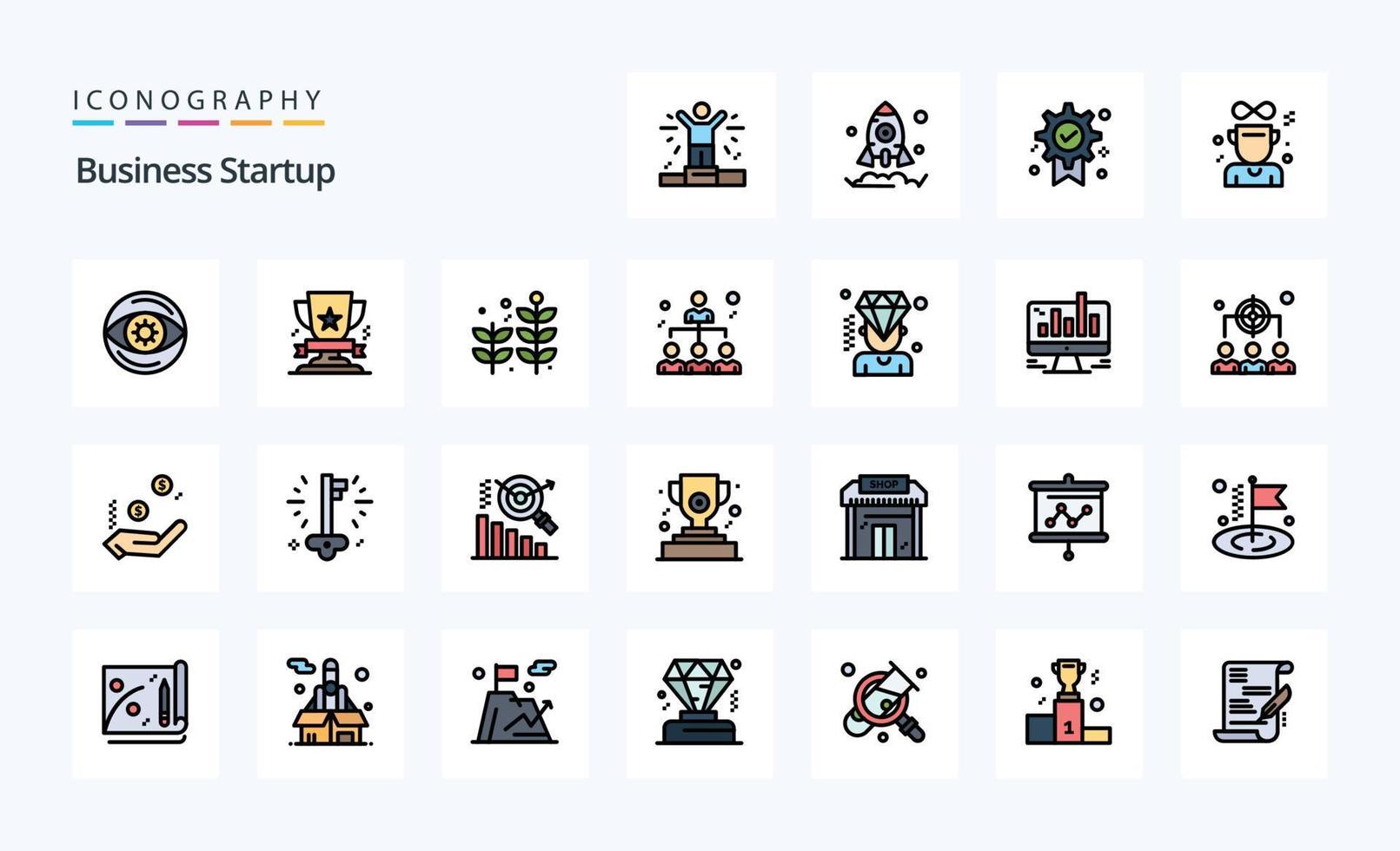 25 Business Startup Line Filled Style icon pack vector