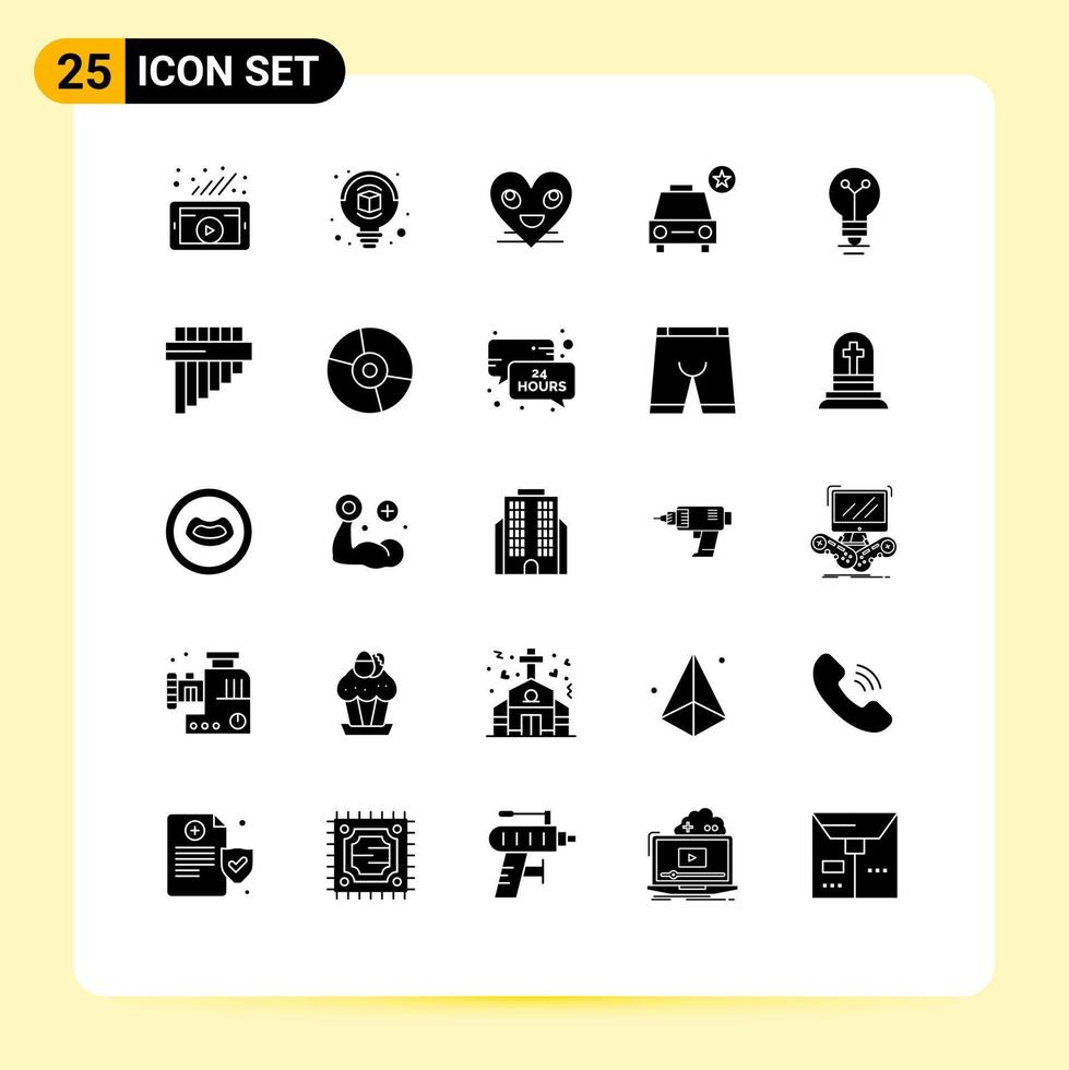 25 Thematic Vector Solid Glyphs and Editable Symbols of lab vehicles emoji star car Editable Vector Design Elements