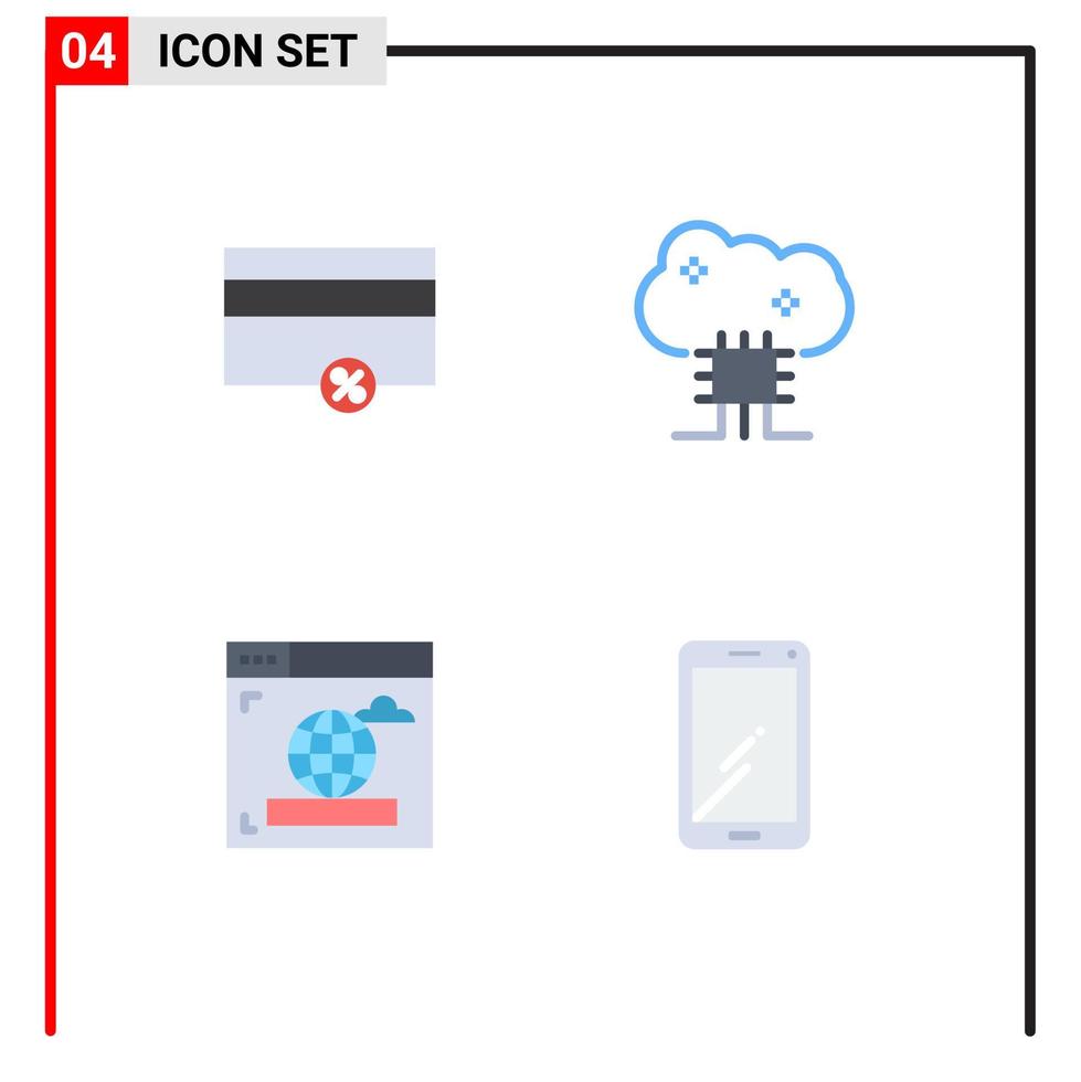 Pack of 4 Modern Flat Icons Signs and Symbols for Web Print Media such as finance browser percent cloud networking web Editable Vector Design Elements