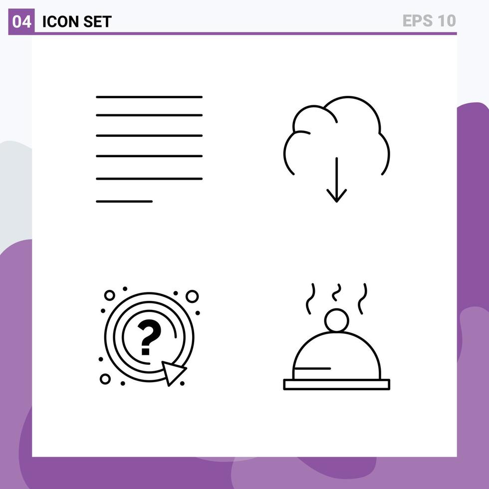 Modern Set of 4 Filledline Flat Colors and symbols such as align mark cloud multimedia support Editable Vector Design Elements