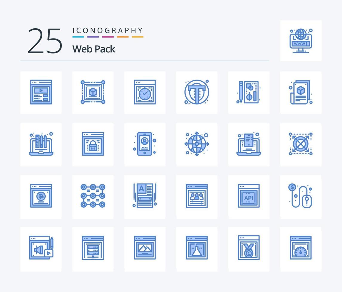 Web Pack 25 Blue Color icon pack including web. text. computer. photo. web vector