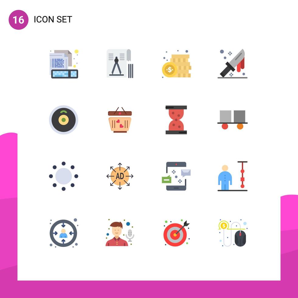 paquete de iconos de vector de stock de 16 signos y símbolos de línea para cubiertos geometría de sangre pago dólar paquete editable de elementos creativos de diseño de vectores