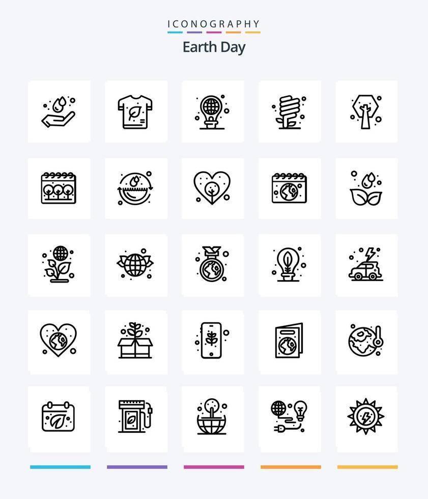 Creative Earth Day 25 OutLine icon pack  Such As green. environment. shirt. ecology. light bulb vector