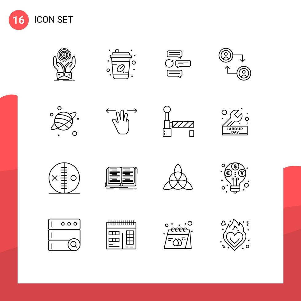 conjunto de 16 iconos de interfaz de usuario modernos signos de símbolos para elementos de diseño de vector editables de diálogo de robot de extracción de cuenta de intercambio