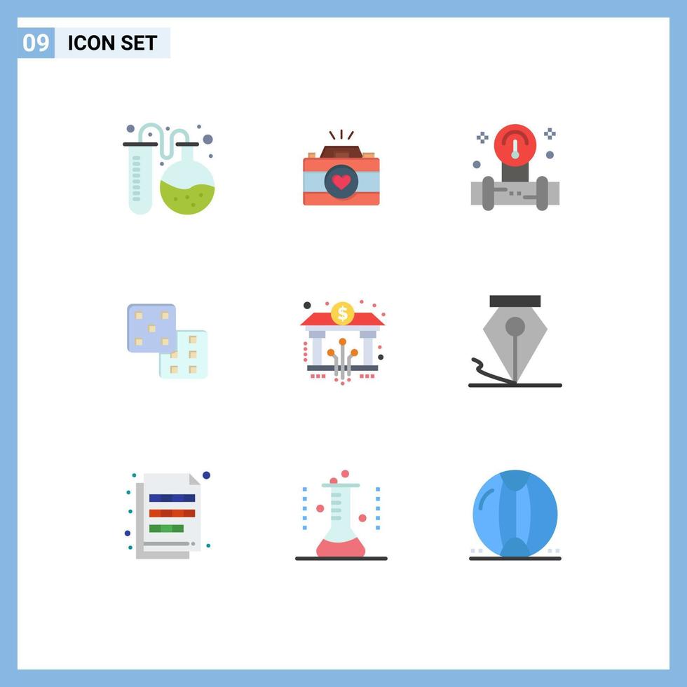 9 iconos creativos signos y símbolos modernos de probabilidad bancaria fotografía de pareja juegos agua elementos de diseño vectorial editables vector