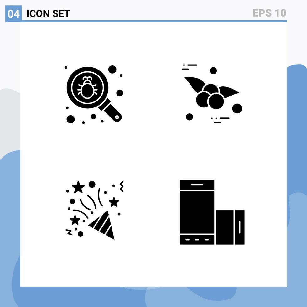 Pictogram Set of Simple Solid Glyphs of bug star security fruit mobile Editable Vector Design Elements