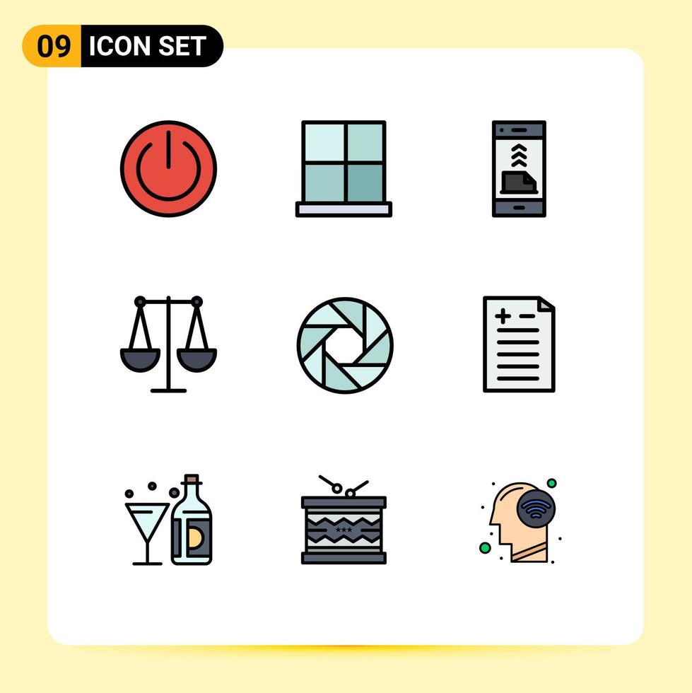 9 Universal Filledline Flat Color Signs Symbols of finance balanced home phone contact us Editable Vector Design Elements