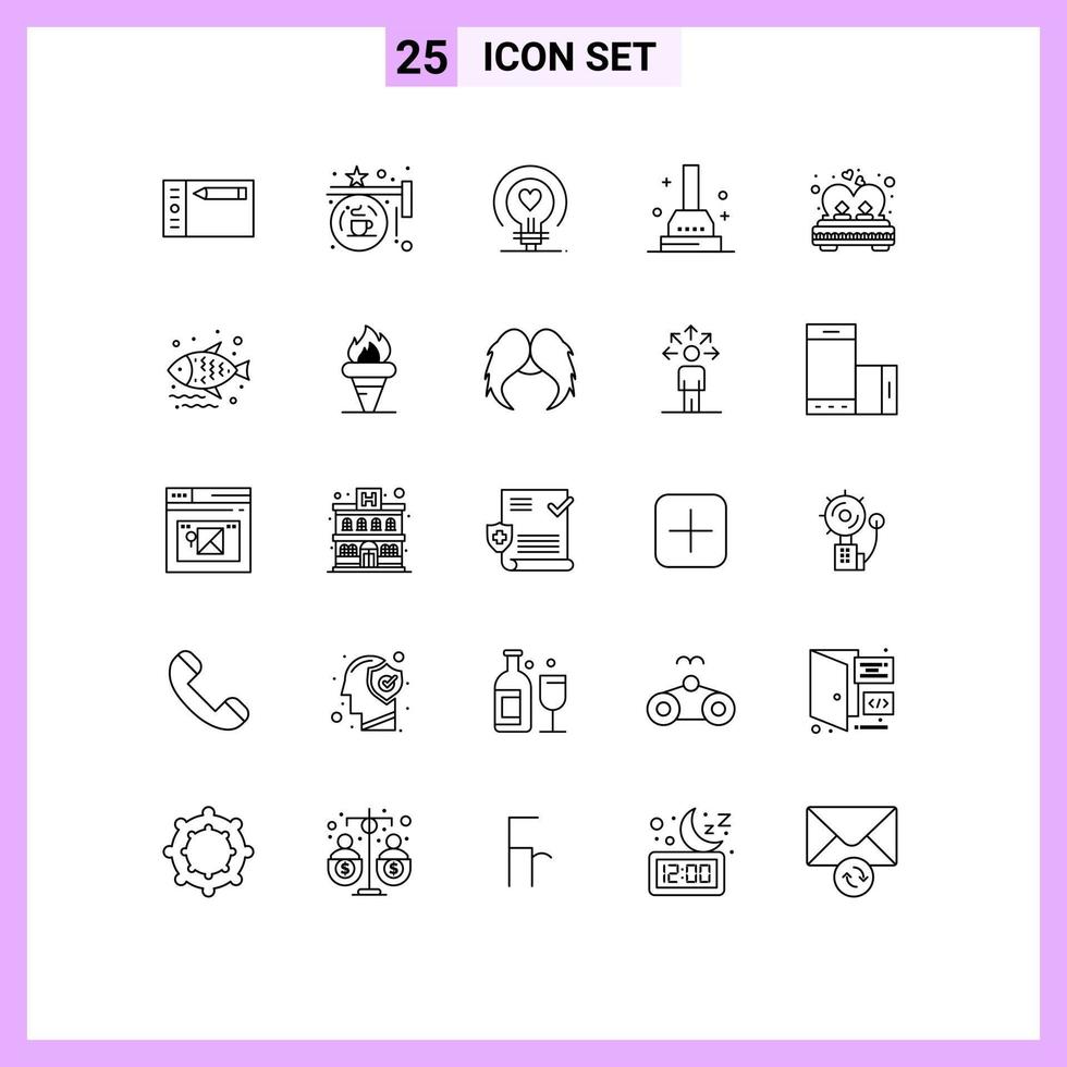 conjunto de 25 iconos de interfaz de usuario modernos símbolos signos para pareja baño signo émbolo boda elementos de diseño vectorial editables vector