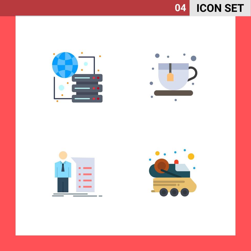 4 Flat Icon concept for Websites Mobile and Apps connect graph server coffee presentation Editable Vector Design Elements