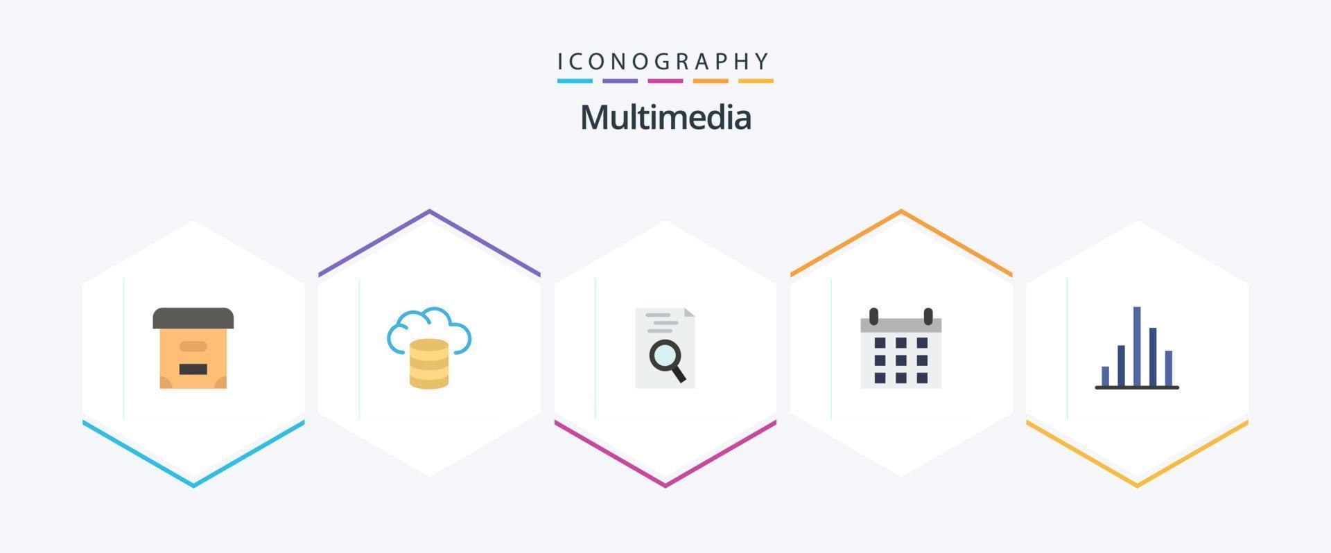 Multimedia 25 Flat icon pack including . . search. inspect. analytics vector