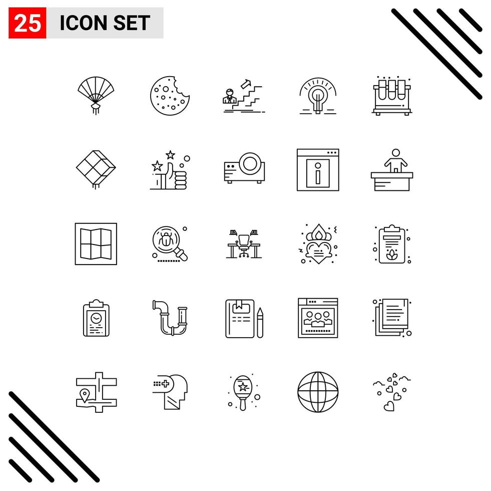 Group of 25 Lines Signs and Symbols for test tips success light bulb bulb Editable Vector Design Elements