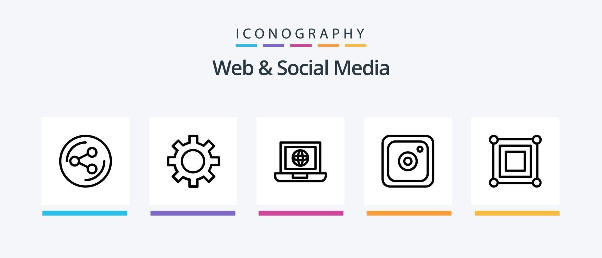 Web And Social Media Line 5 Icon Pack Including arrow. watch. data. video. user. Creative Icons Design vector