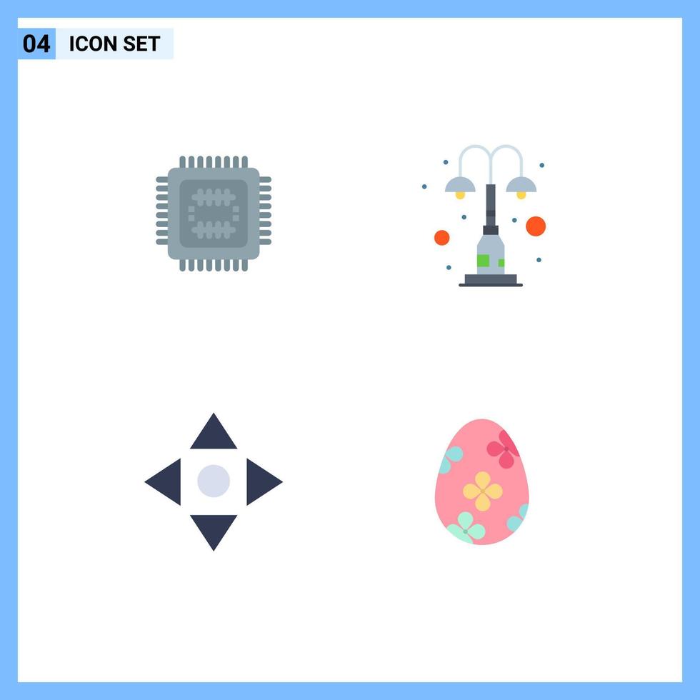Editable Vector Line Pack of 4 Simple Flat Icons of system arrow cpu lights navigate Editable Vector Design Elements