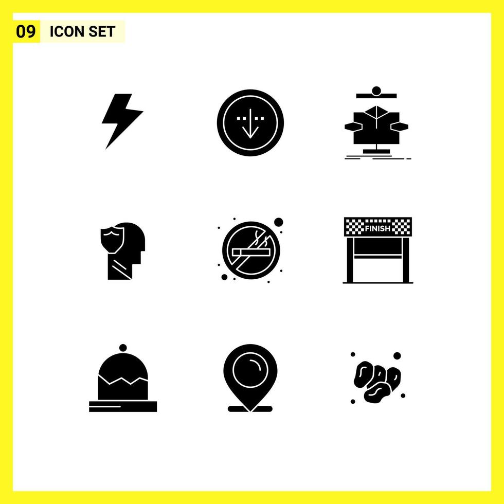 Set of 9 Modern UI Icons Symbols Signs for data male algorithm secure flow Editable Vector Design Elements