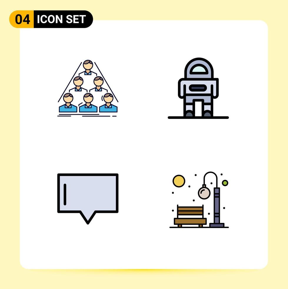 4 Creative Icons Modern Signs and Symbols of team bubble business robot talk Editable Vector Design Elements