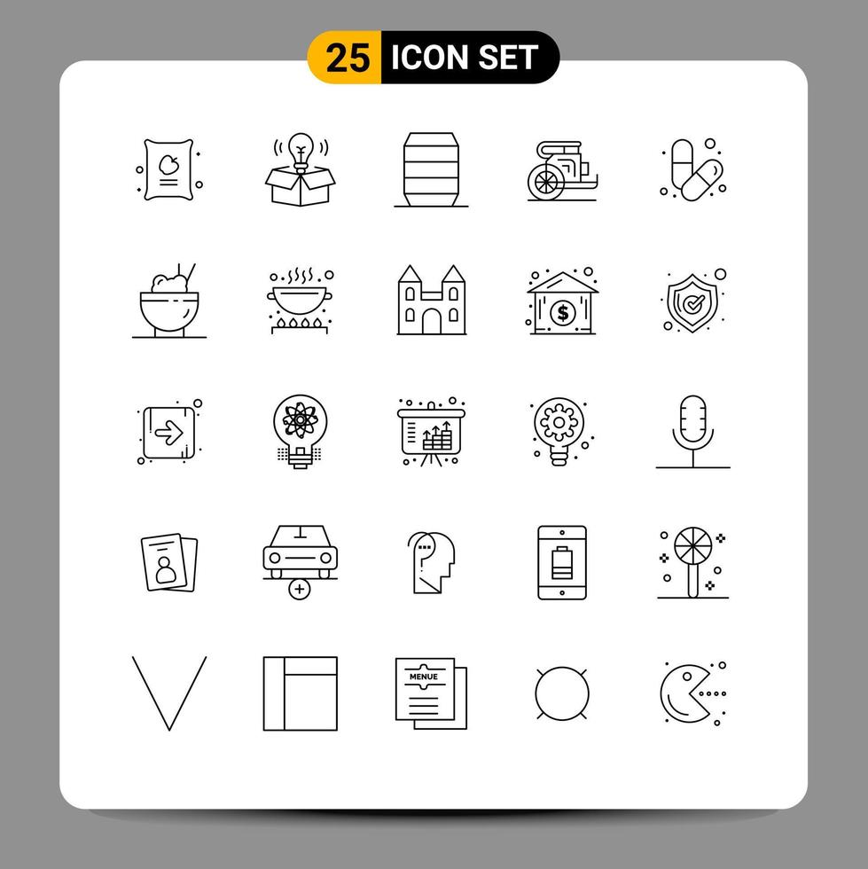 Set of 25 Modern UI Icons Symbols Signs for body prince beverages old chariot Editable Vector Design Elements