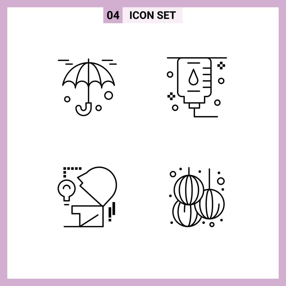 Universal Icon Symbols Group of 4 Modern Filledline Flat Colors of insurance bulb healthcare marketing lantern Editable Vector Design Elements