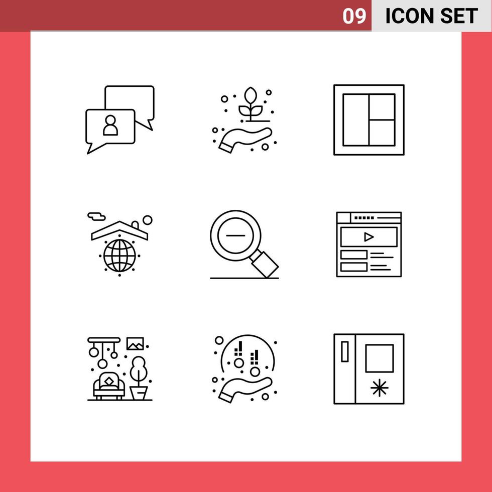 9 Thematic Vector Outlines and Editable Symbols of less home frame globe wooden Editable Vector Design Elements