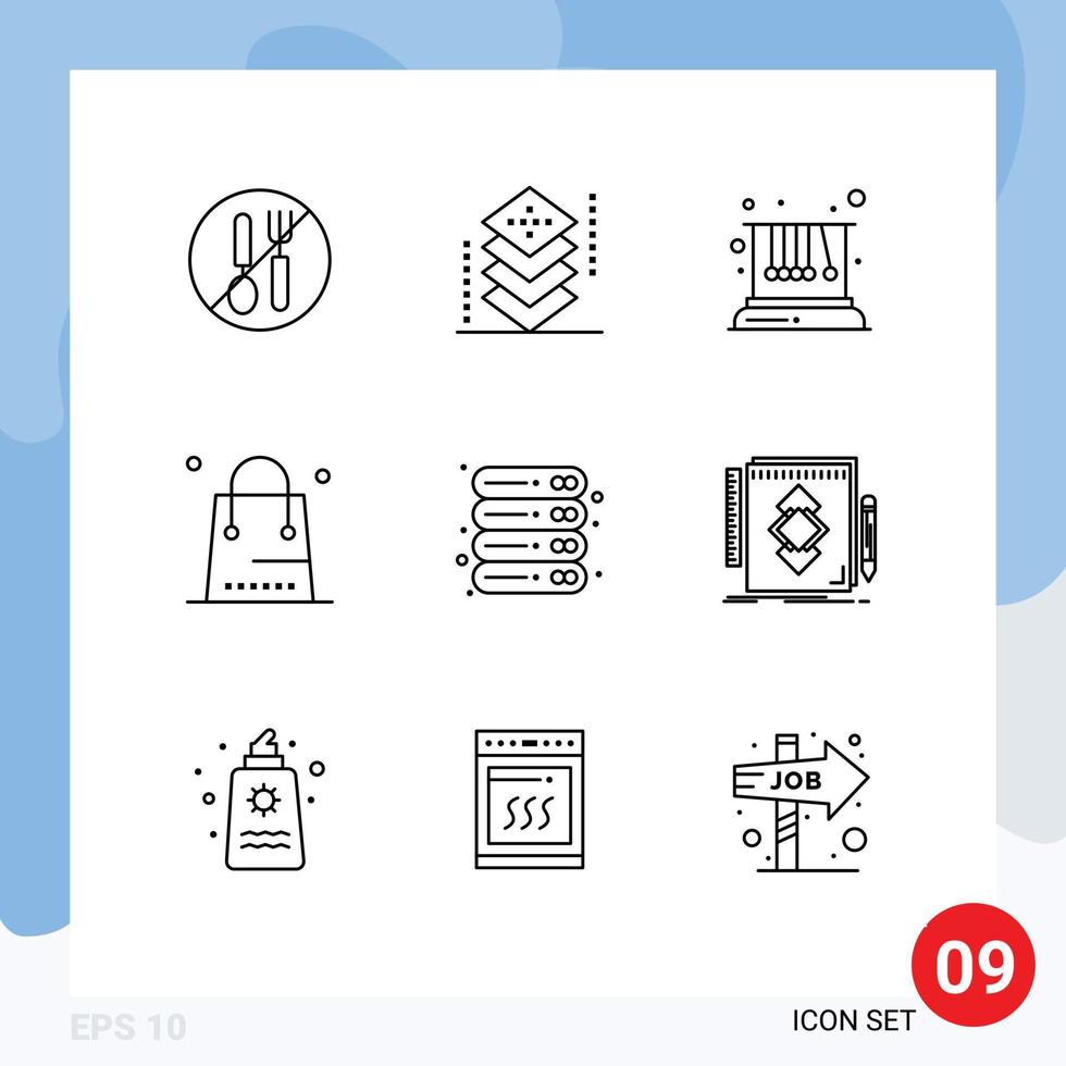 Universal Icon Symbols Group of 9 Modern Outlines of holiday christmas layers celebration physics Editable Vector Design Elements