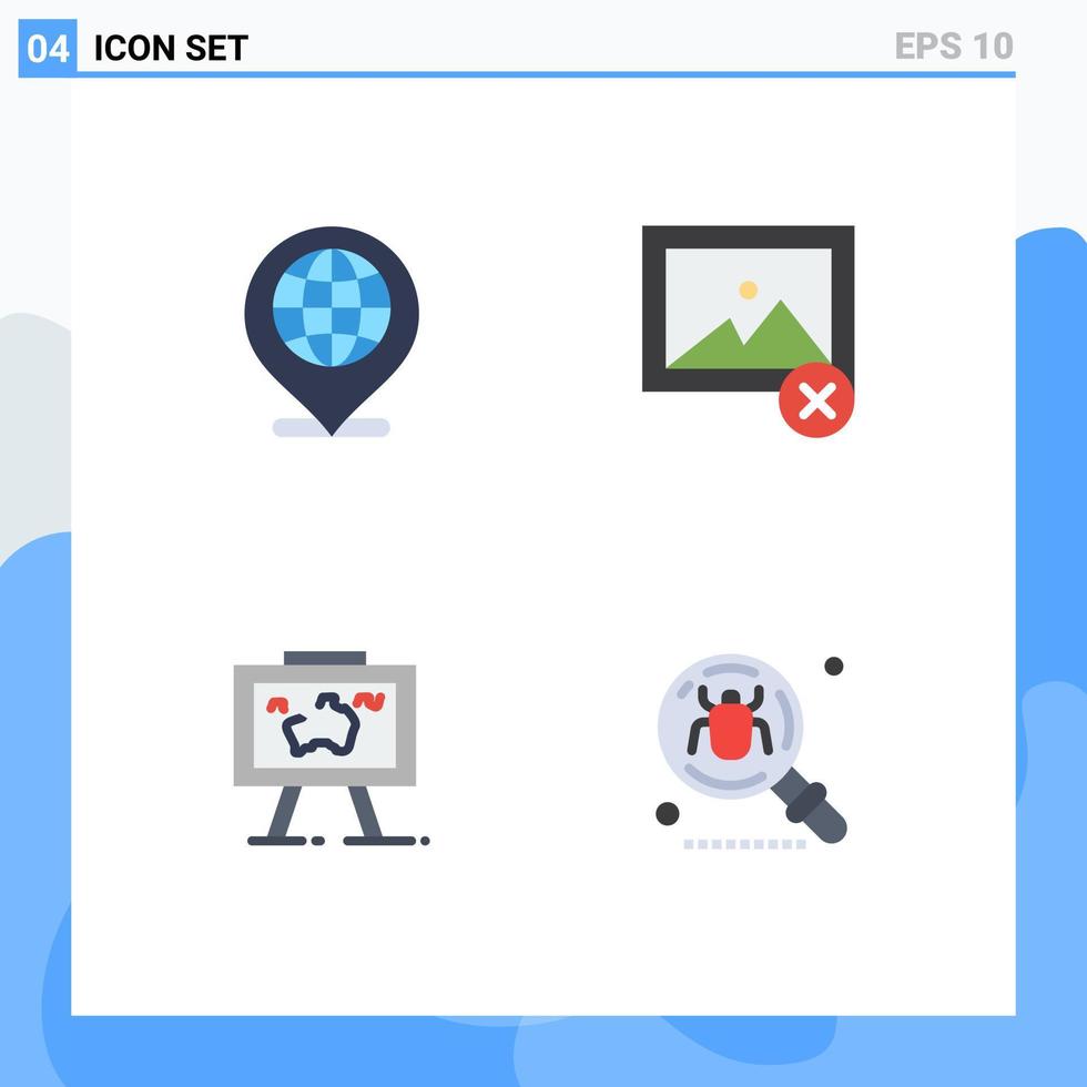4 concepto de icono plano para sitios web móviles y aplicaciones elementos de diseño vectorial editables de imagen de foto de ubicación global vector
