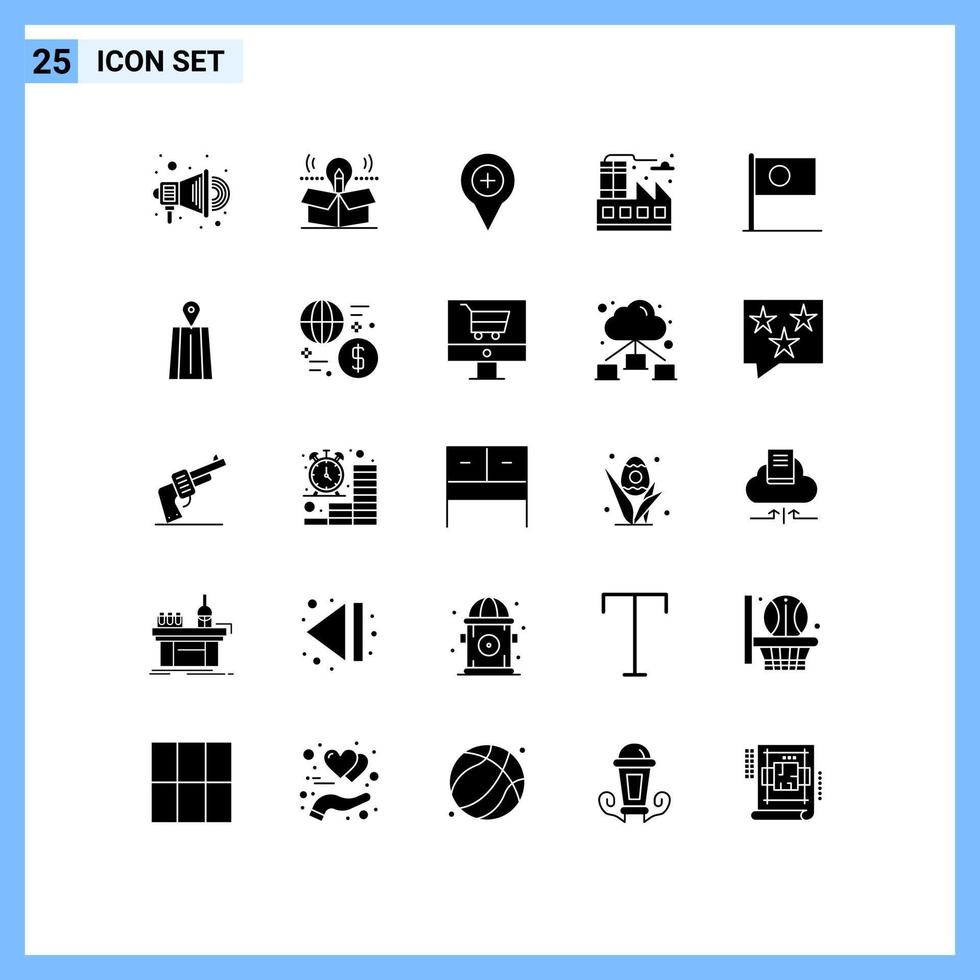 Modern Set of 25 Solid Glyphs and symbols such as bangla factory location life plus Editable Vector Design Elements