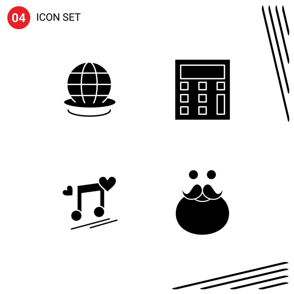 Stock Vector Icon Pack of 4 Line Signs and Symbols for earth lyrics world math song Editable Vector Design Elements