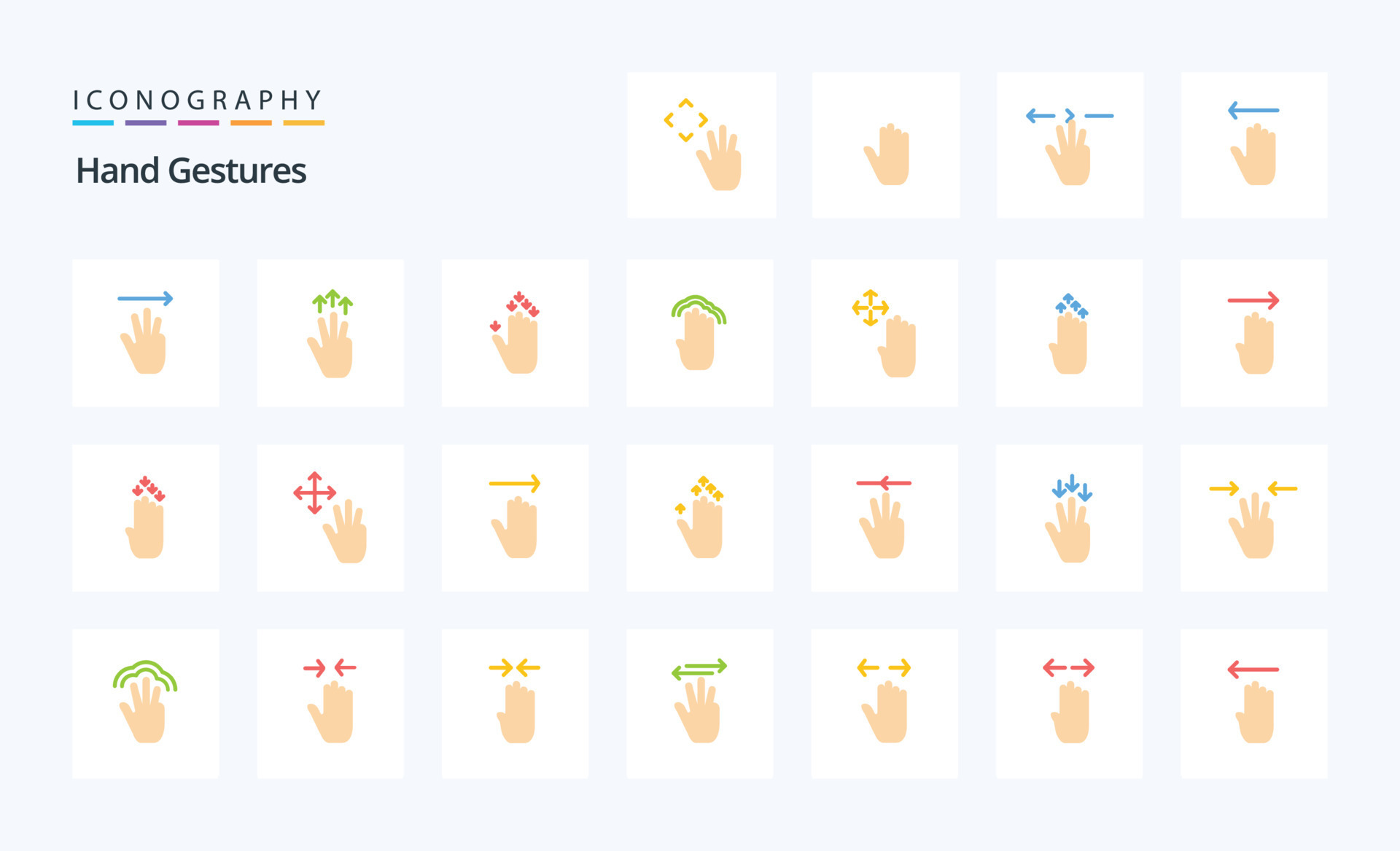 25 Hand Gestures Flat color icon pack 18321718 Vector Art at Vecteezy