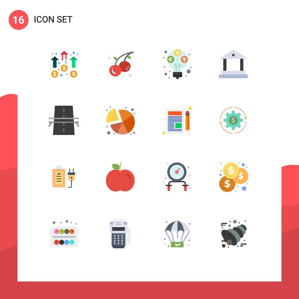 16 Thematic Vector Flat Colors and Editable Symbols of construction finance cherry banking budget Editable Pack of Creative Vector Design Elements