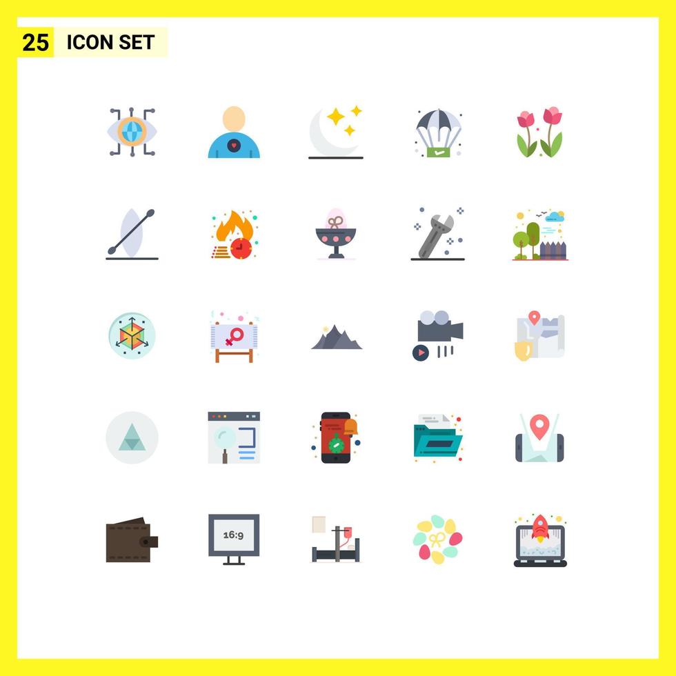 25 Flat Color concept for Websites Mobile and Apps spring nature moon flower product Editable Vector Design Elements