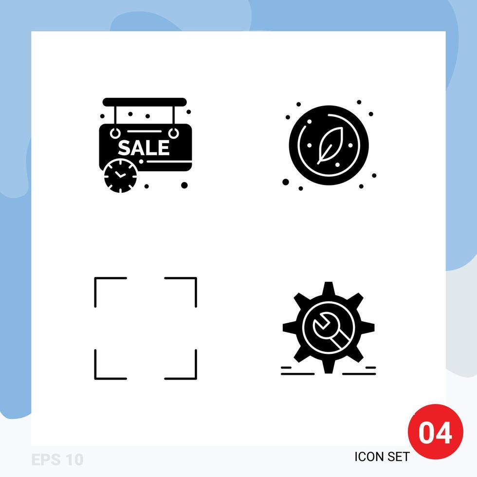 4 Solid Glyph concept for Websites Mobile and Apps limited full screen online shop research setting Editable Vector Design Elements
