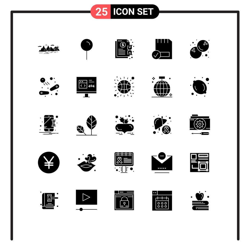 Set of 25 Commercial Solid Glyphs pack for devices computers pin card notification Editable Vector Design Elements