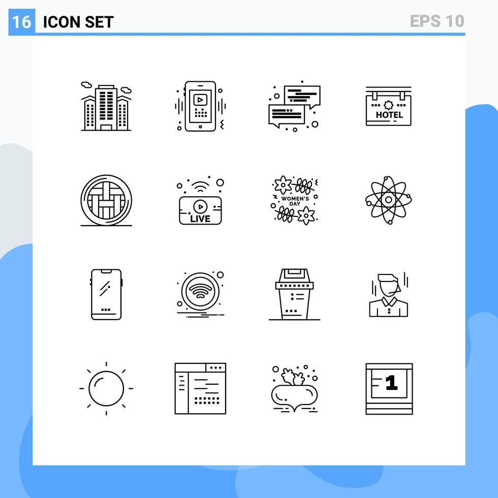 16 Creative Icons Modern Signs and Symbols of board hotel player chat dialogue Editable Vector Design Elements