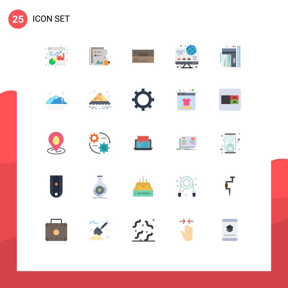 Group of 25 Flat Colors Signs and Symbols for elevator online newspapers computer man Editable Vector Design Elements