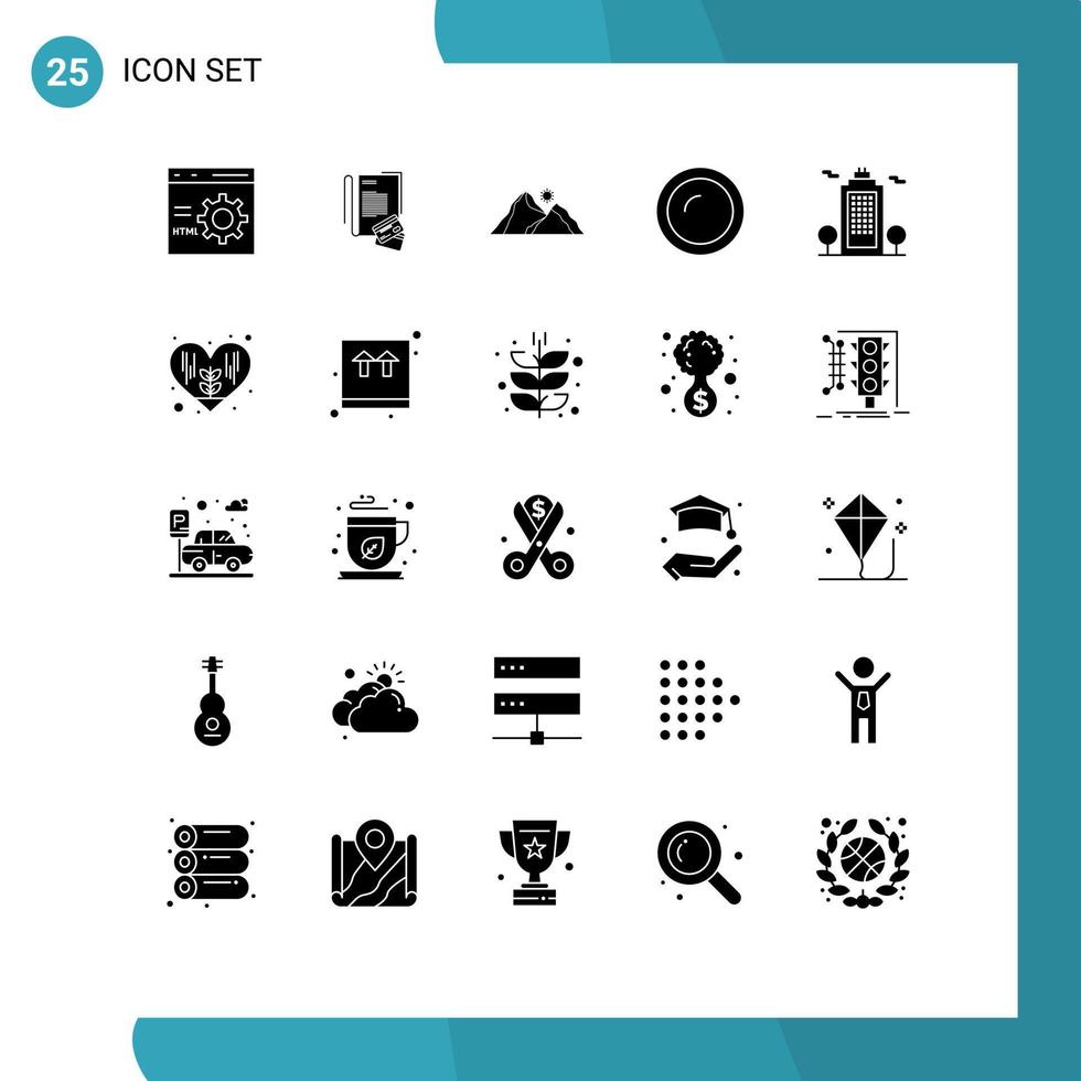 Modern Set of 25 Solid Glyphs and symbols such as household cooking credit appliances mountain Editable Vector Design Elements